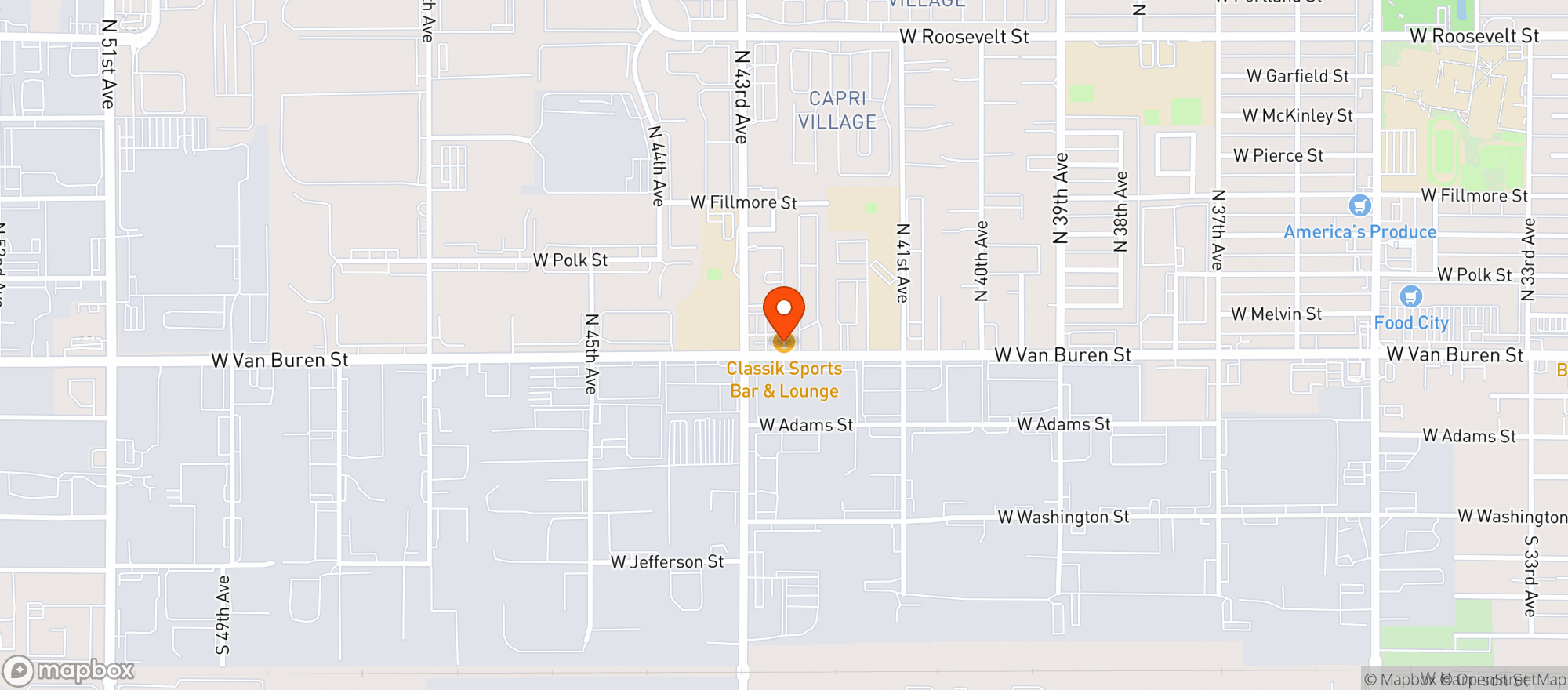 Map showing Classik Sports Bar And Lounge