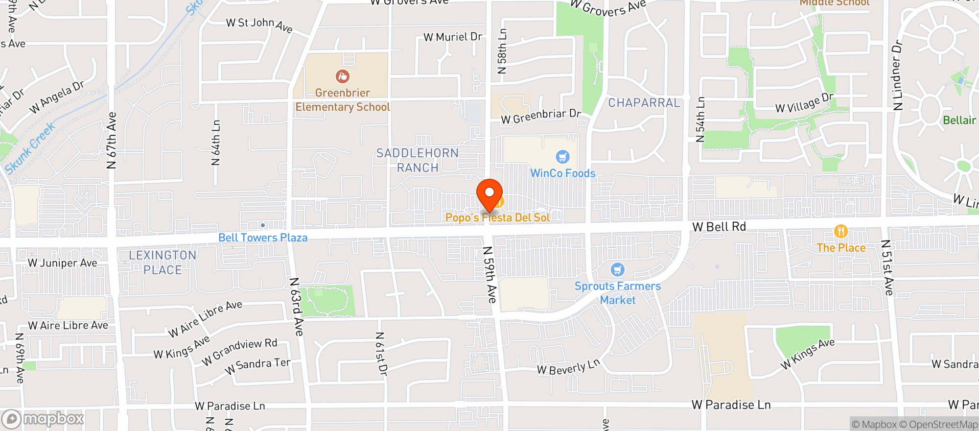 Map showing Popos Fiesta Del Sol
