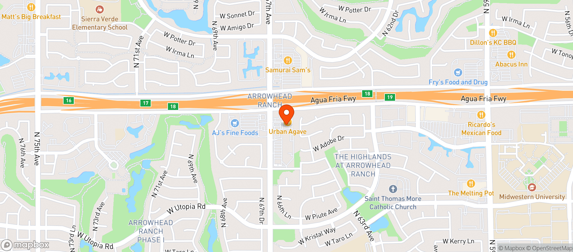 Map showing Oggis Pizza & Brewing Co