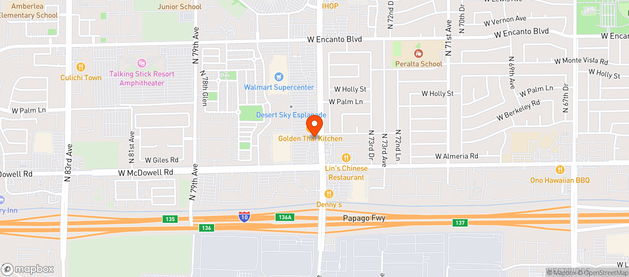 Map showing Texas Roadhouse