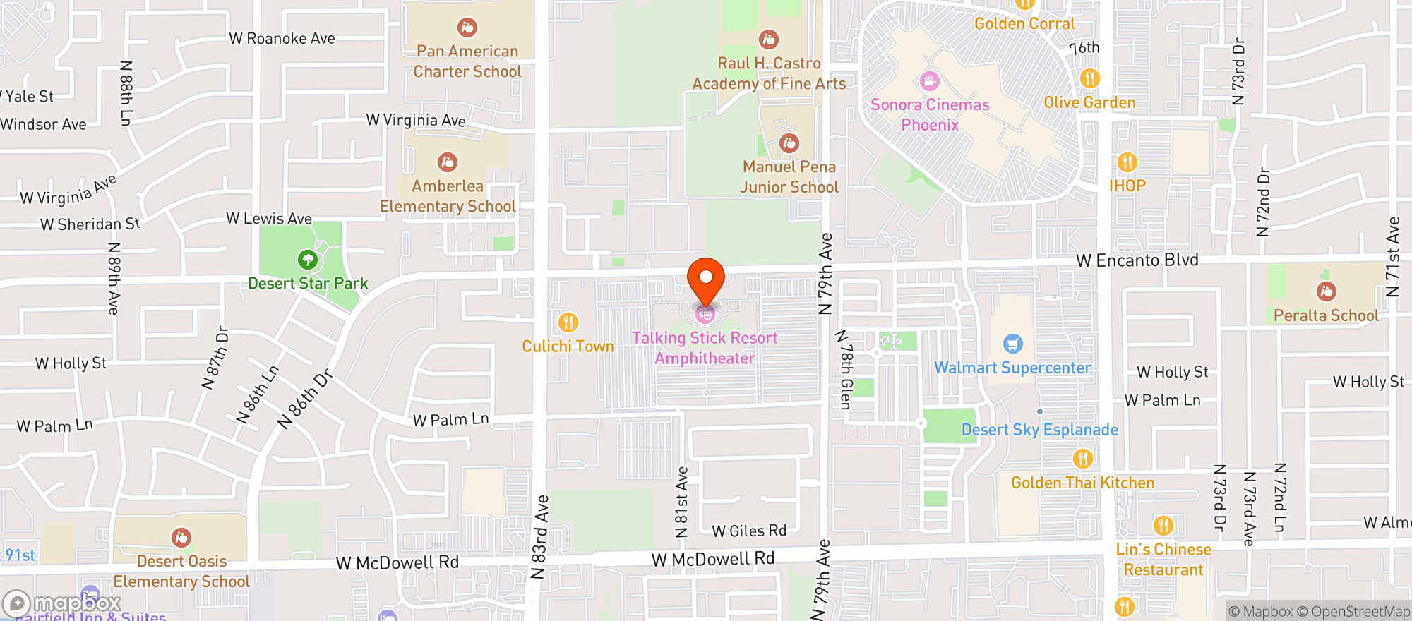 Map showing Talking Stick Resort Amphitheatre