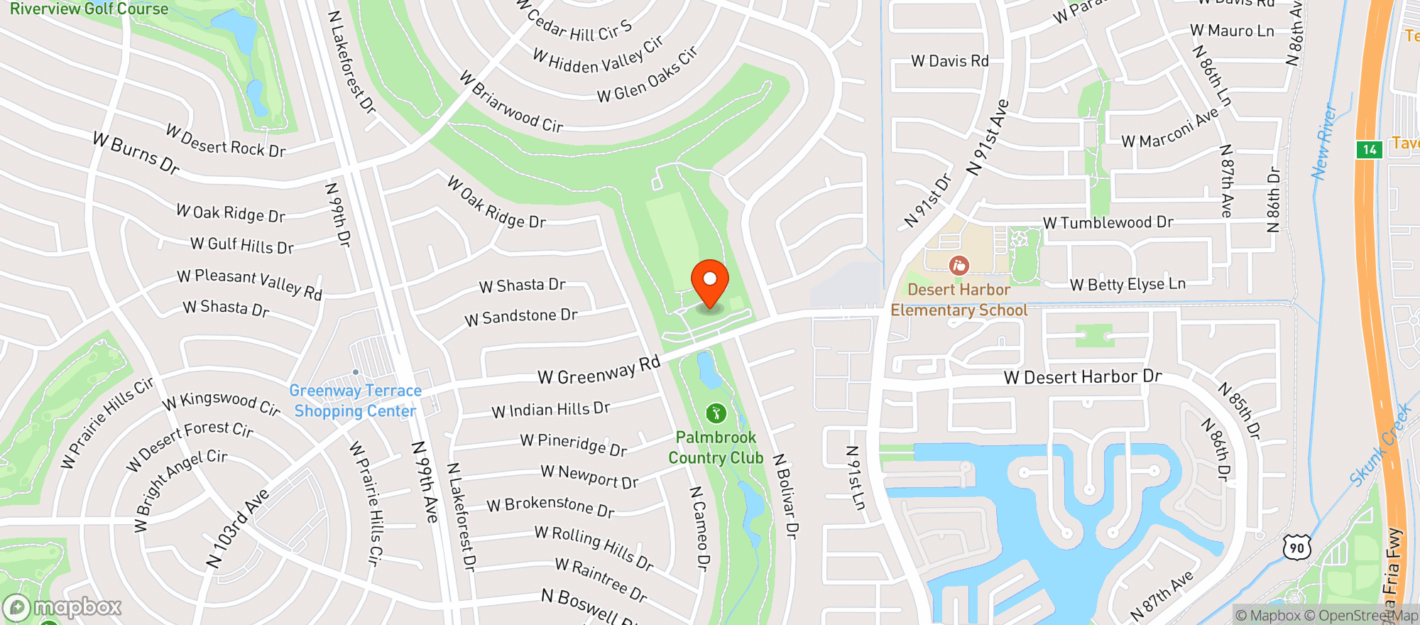 Map showing Palmbrook Country Club