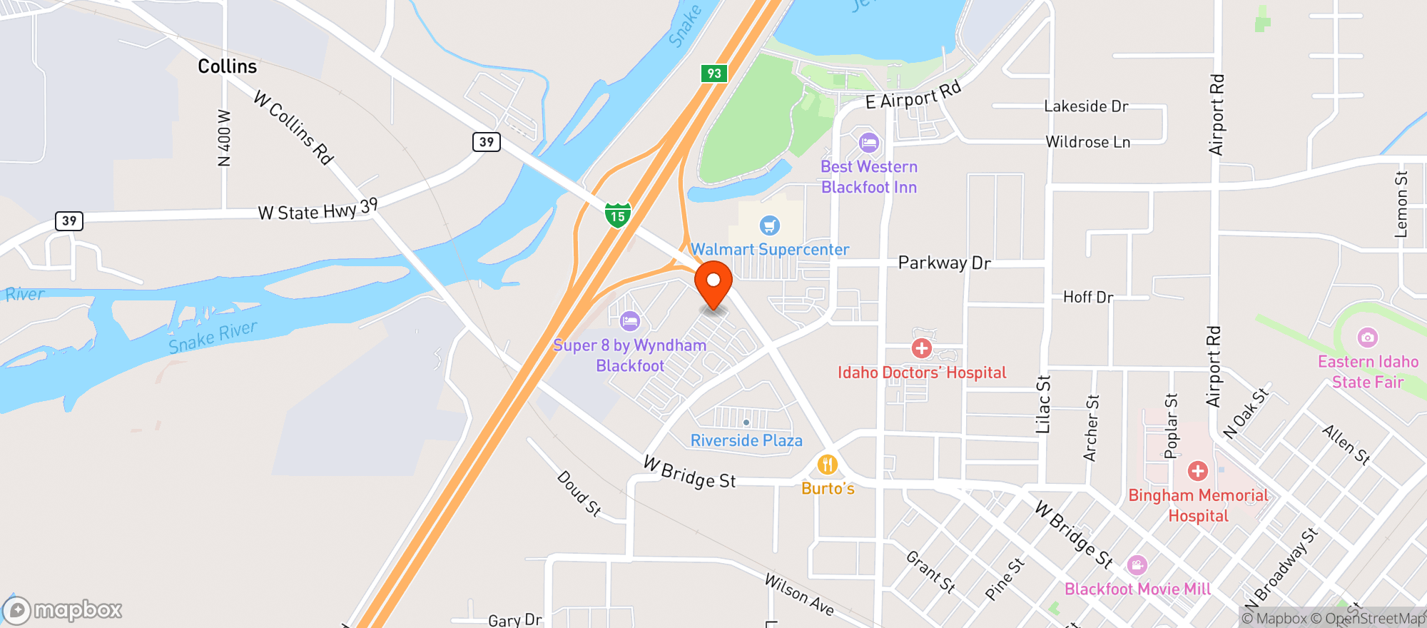Map showing Ridleys Family Markets (Blackfoot) - 00100014870