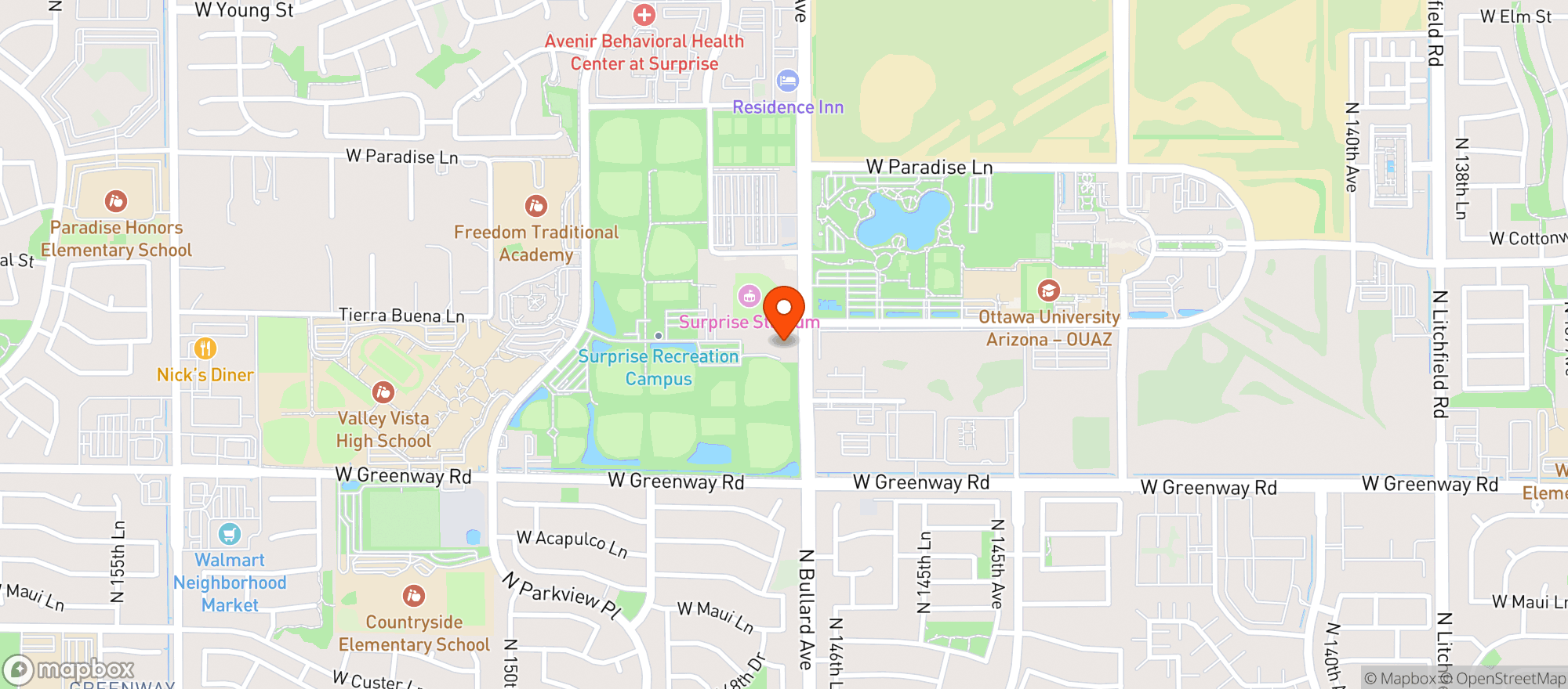 Map showing SURPRISE STADIUM