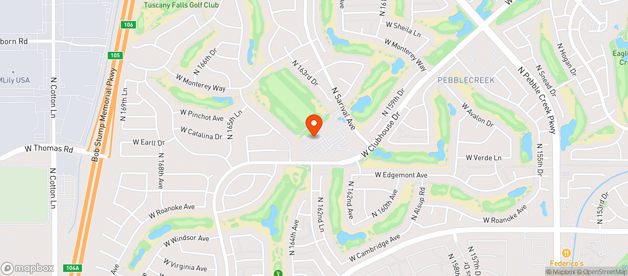 Map showing Tuscany Falls Golf Course