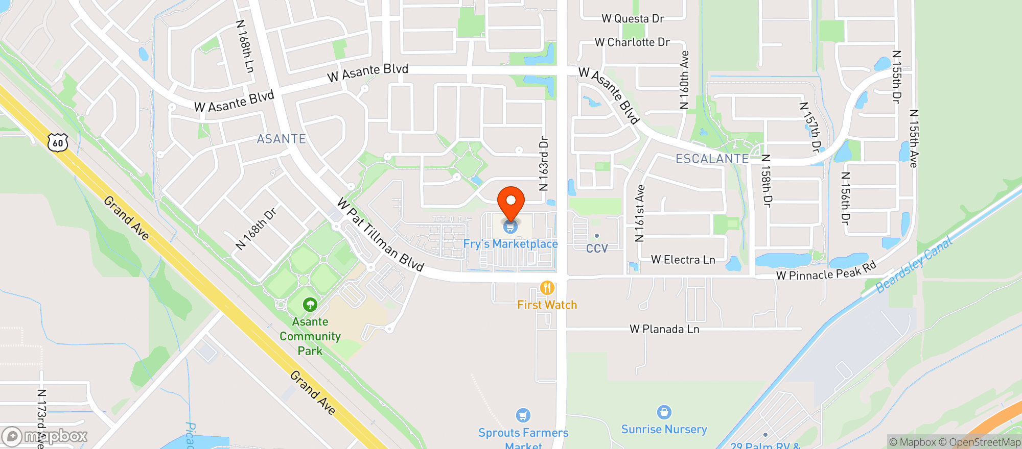 Map showing Frys Of Arizona (660) - 00678 - Surprise