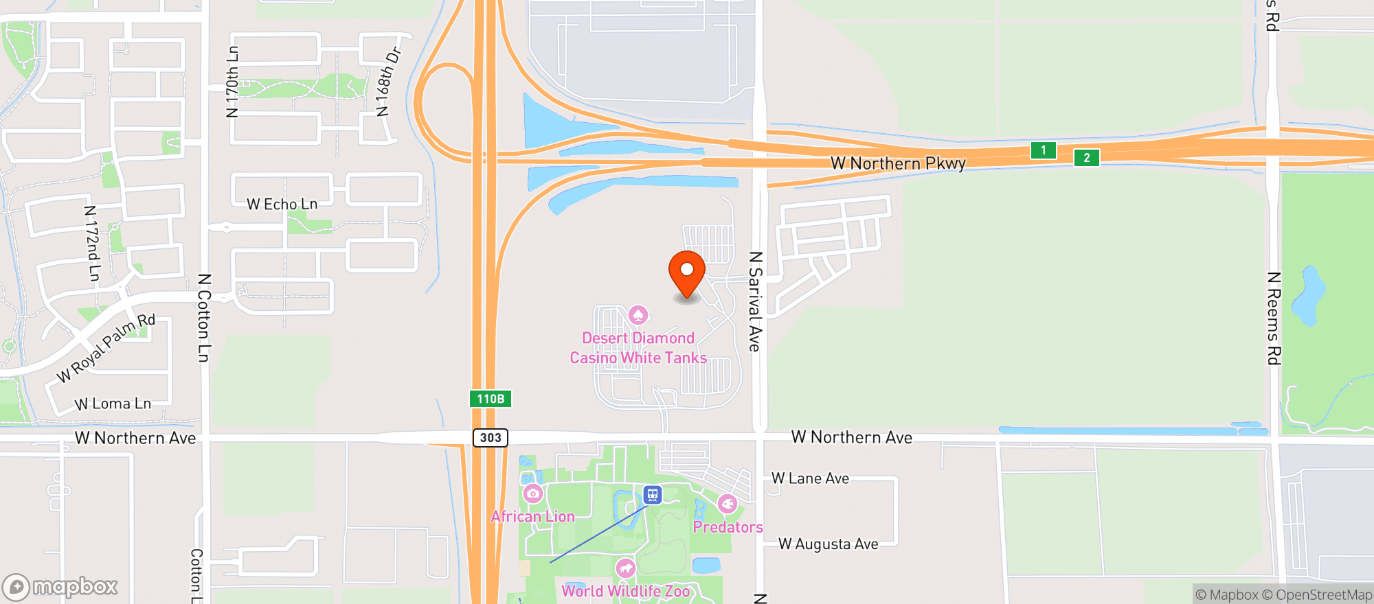 Map showing Desert Diamond Casino W #0