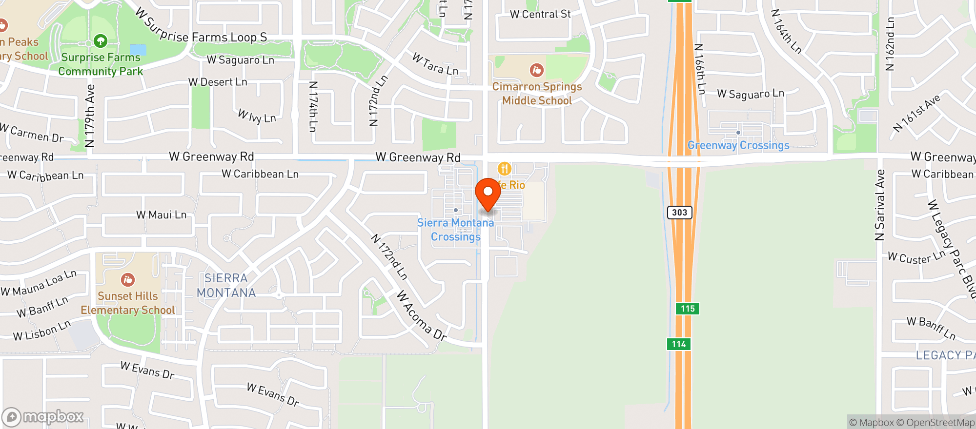 Map showing Frys Of Arizona (660) - 00680 - Greenway 303 Loop Fwy