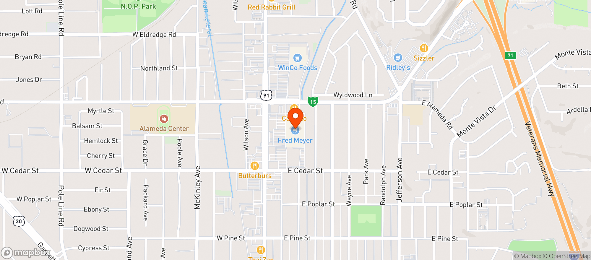 Map showing Fred Meyer
