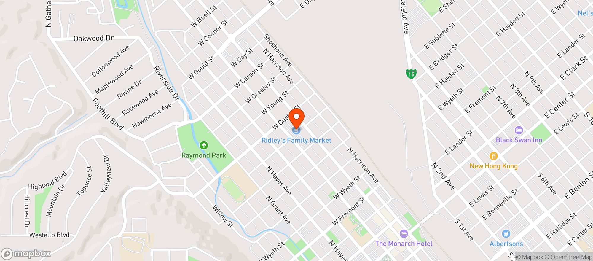 Map showing Ridleys Family Markets - Pocatello
