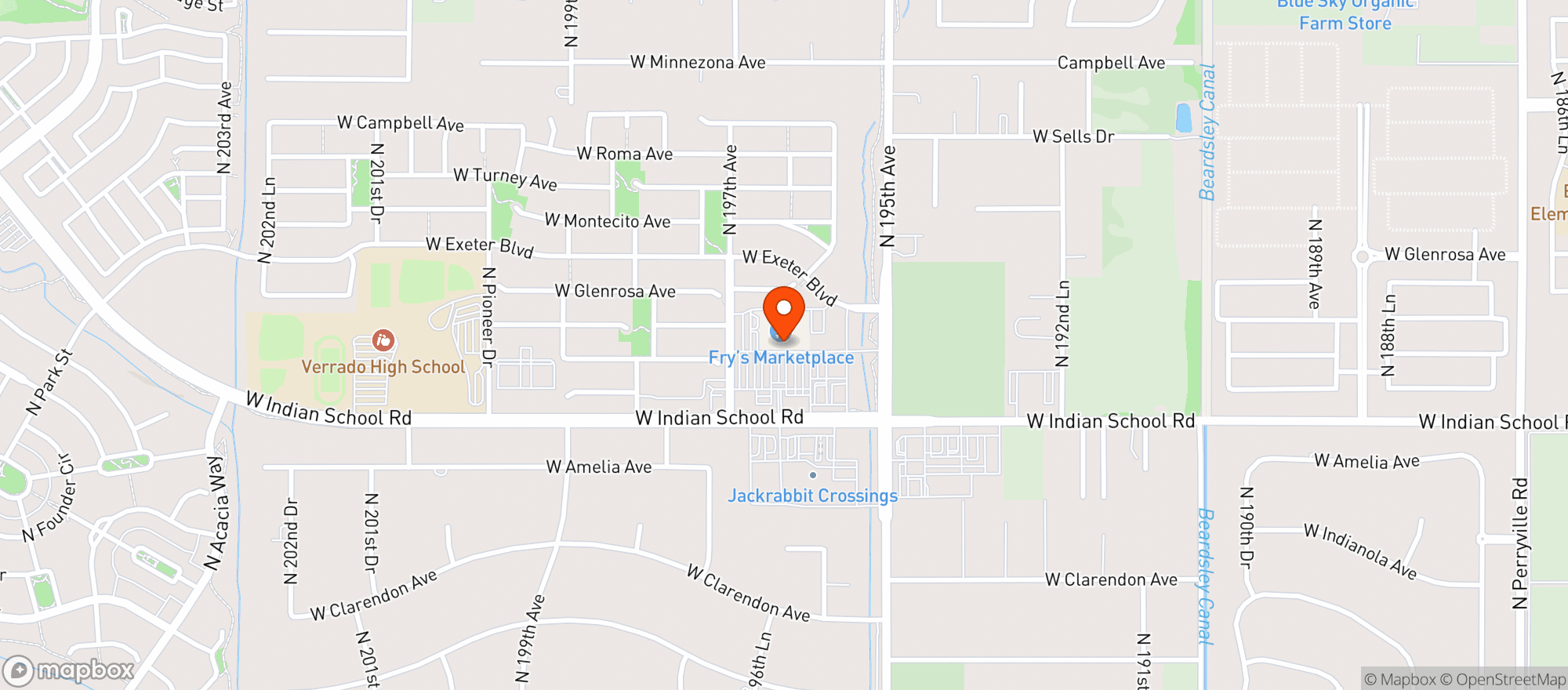 Map showing Frys Of Arizona (660) - 00692 - Verrado Indian School And Jack Rabbit Trail