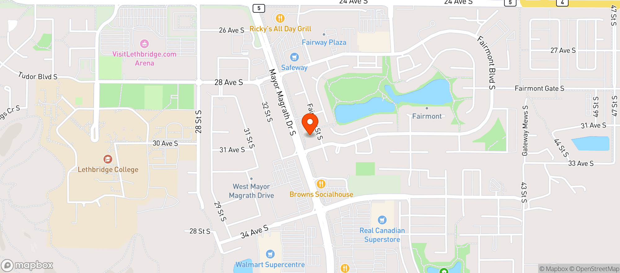Map showing Wine and Beyond Lethbridge