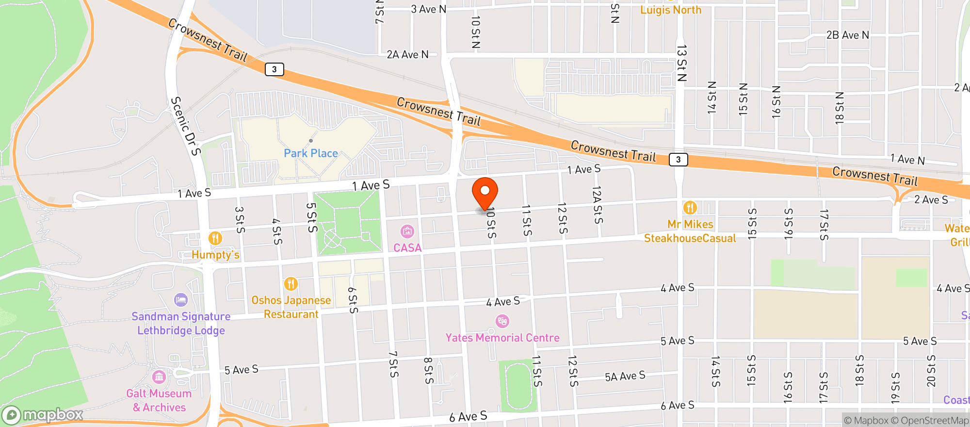 Map showing Nutters Lethbridge