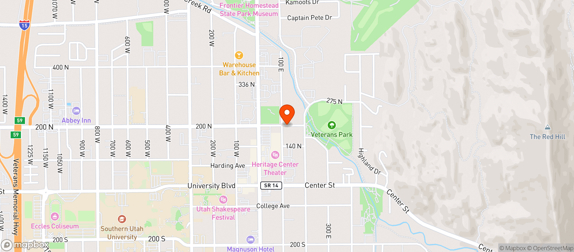 Map showing Elks Lodge