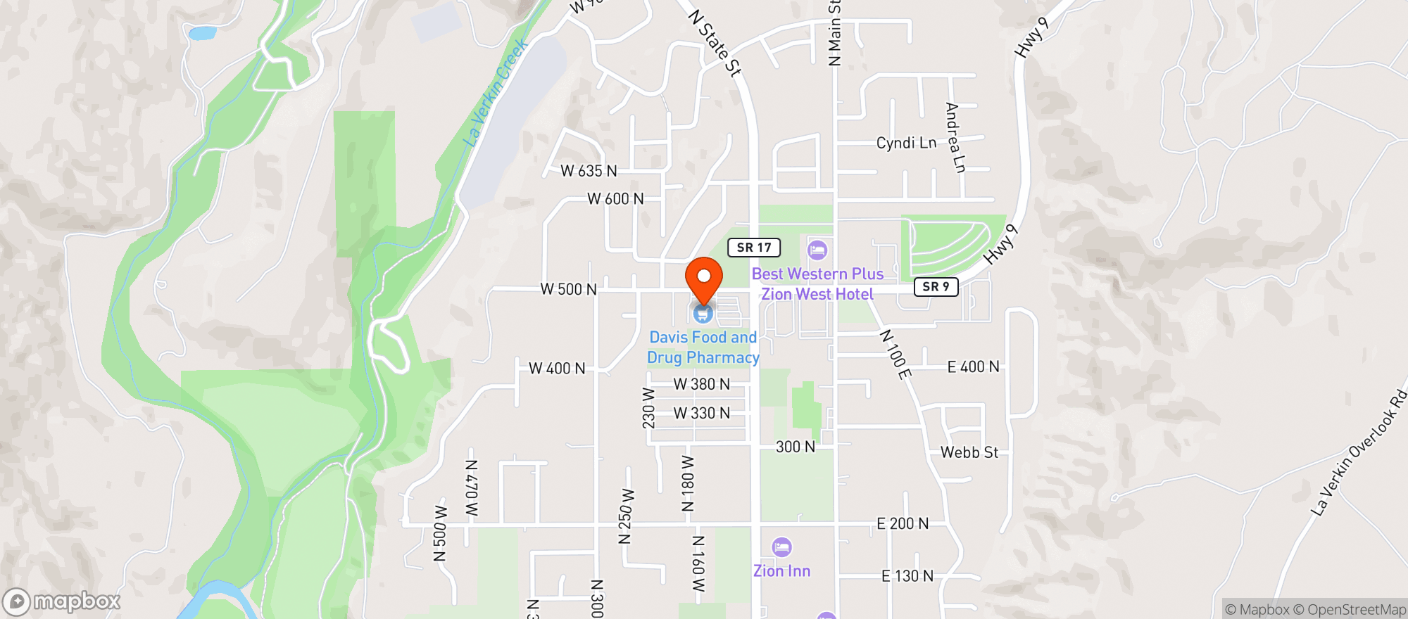 Map showing Davis Food & Drug #4