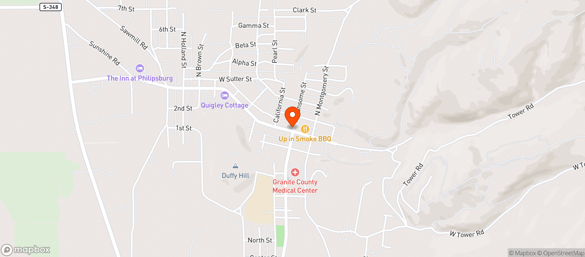 Map showing Philipsburg Brewing Company