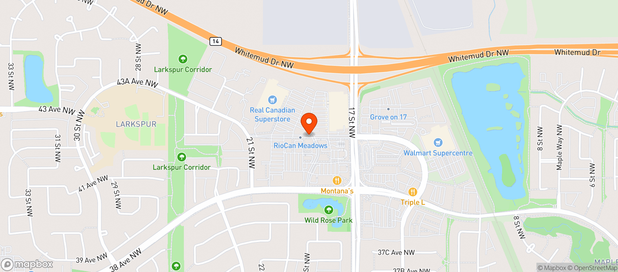 Map showing REAL CANADIAN LIQUORSTORE WHITEMUD