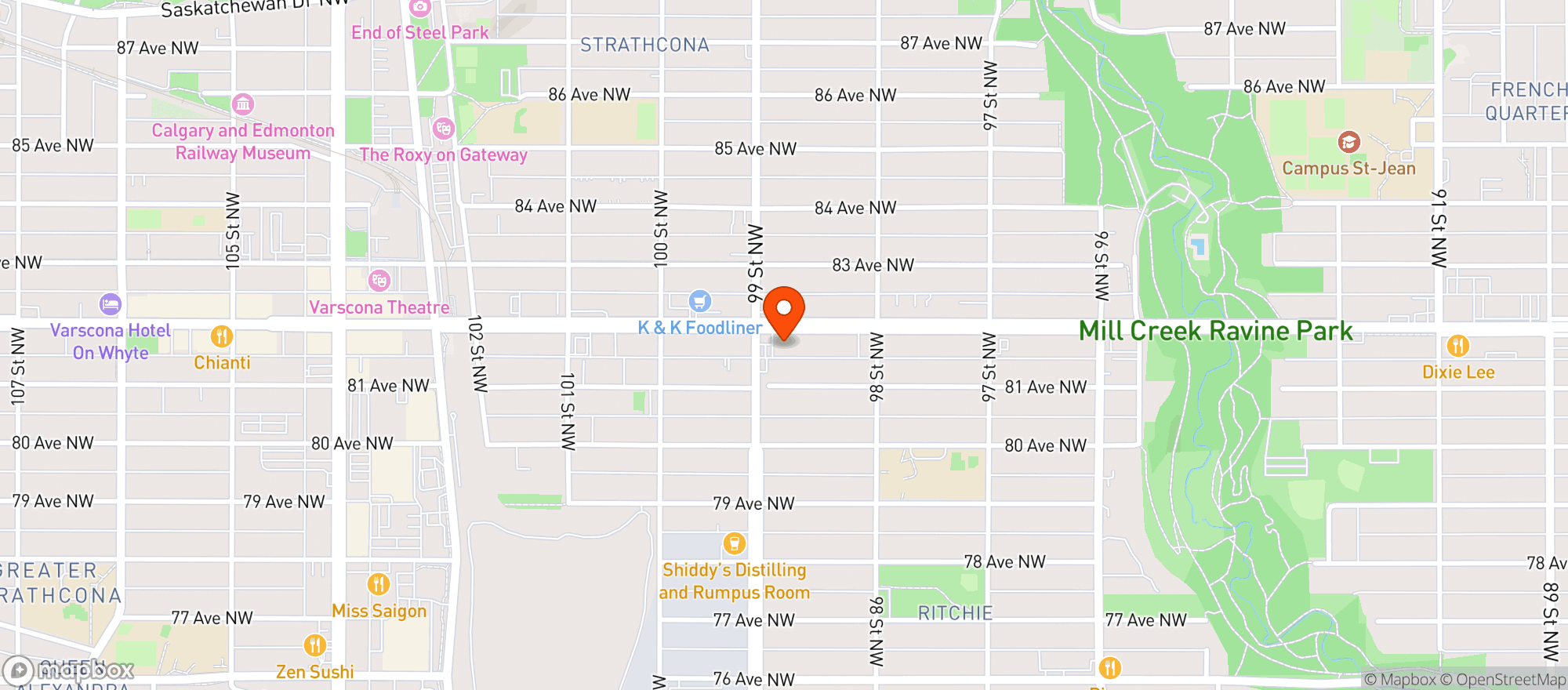 Map showing Ace Liquor Discounter At 99 Street