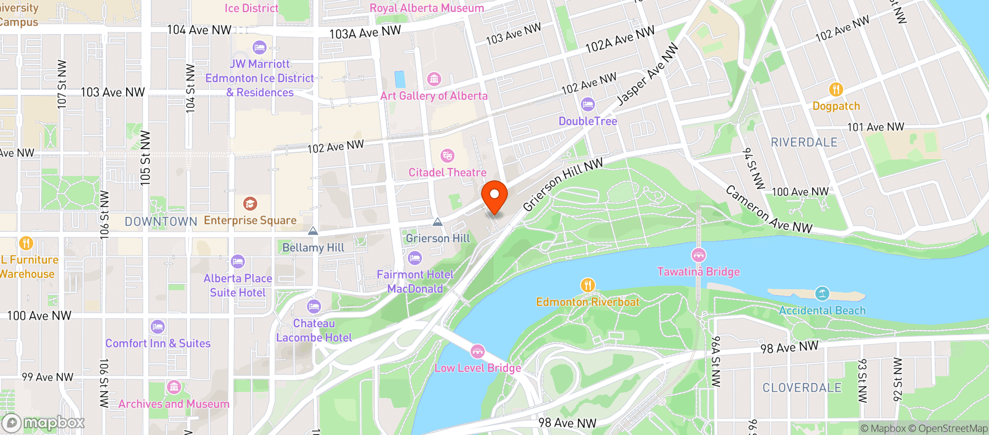 Map showing Edmonton Convention Centre
