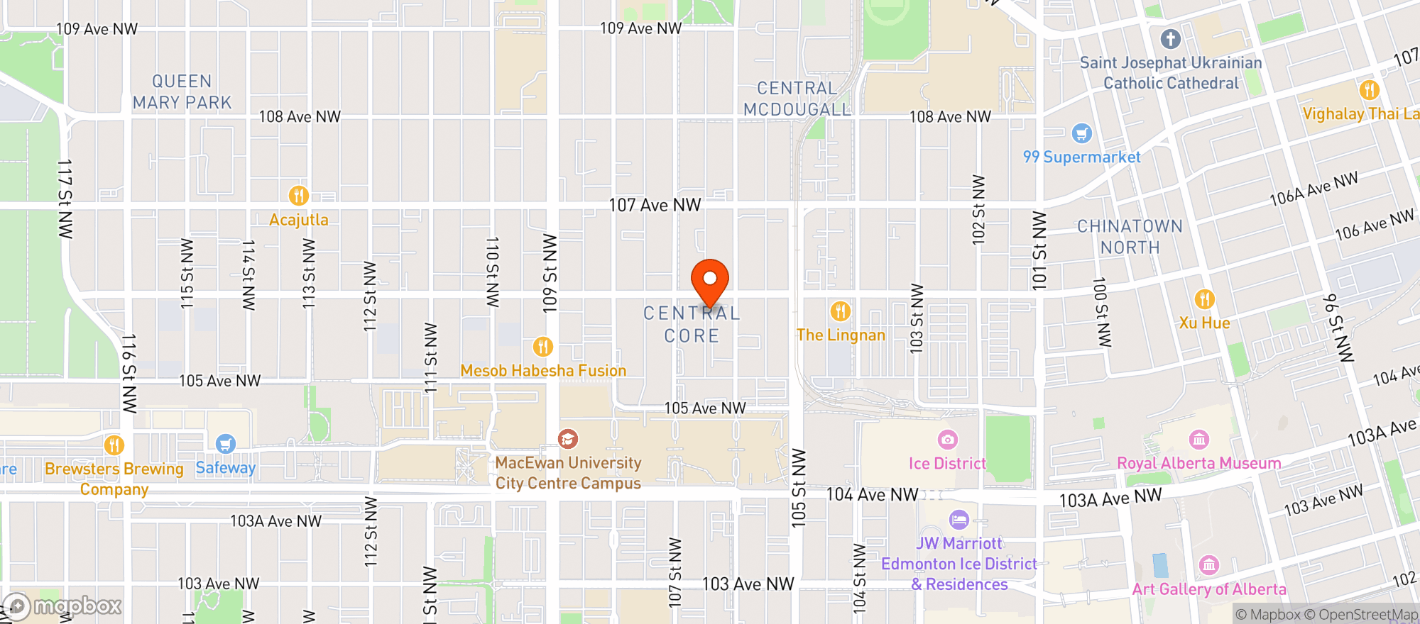 Map showing Walmart Edmonton Kingsway