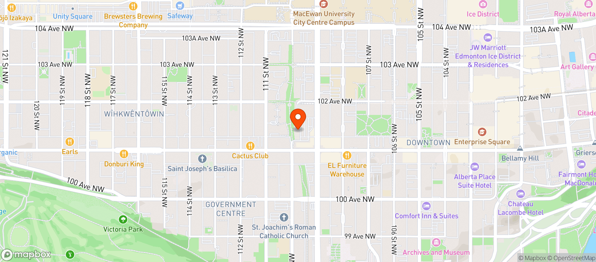 Map showing Ace Liquor Discounter At Jasper Avenue