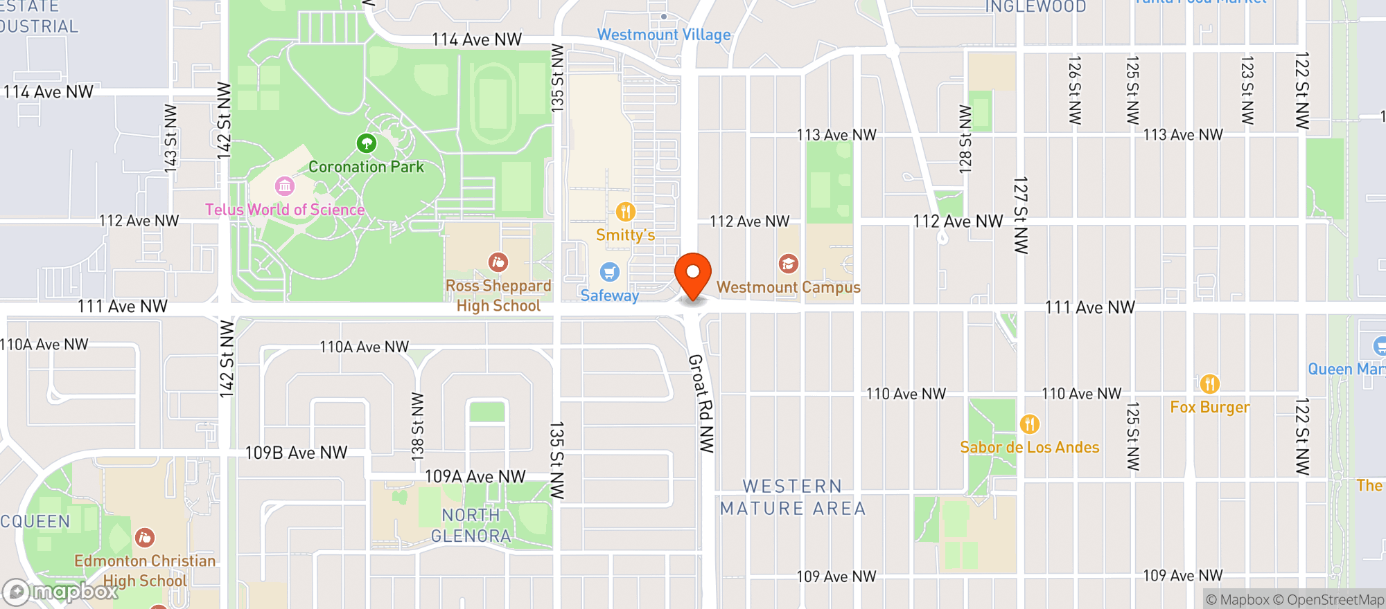Map showing Safeway 8891 Westmount Centre