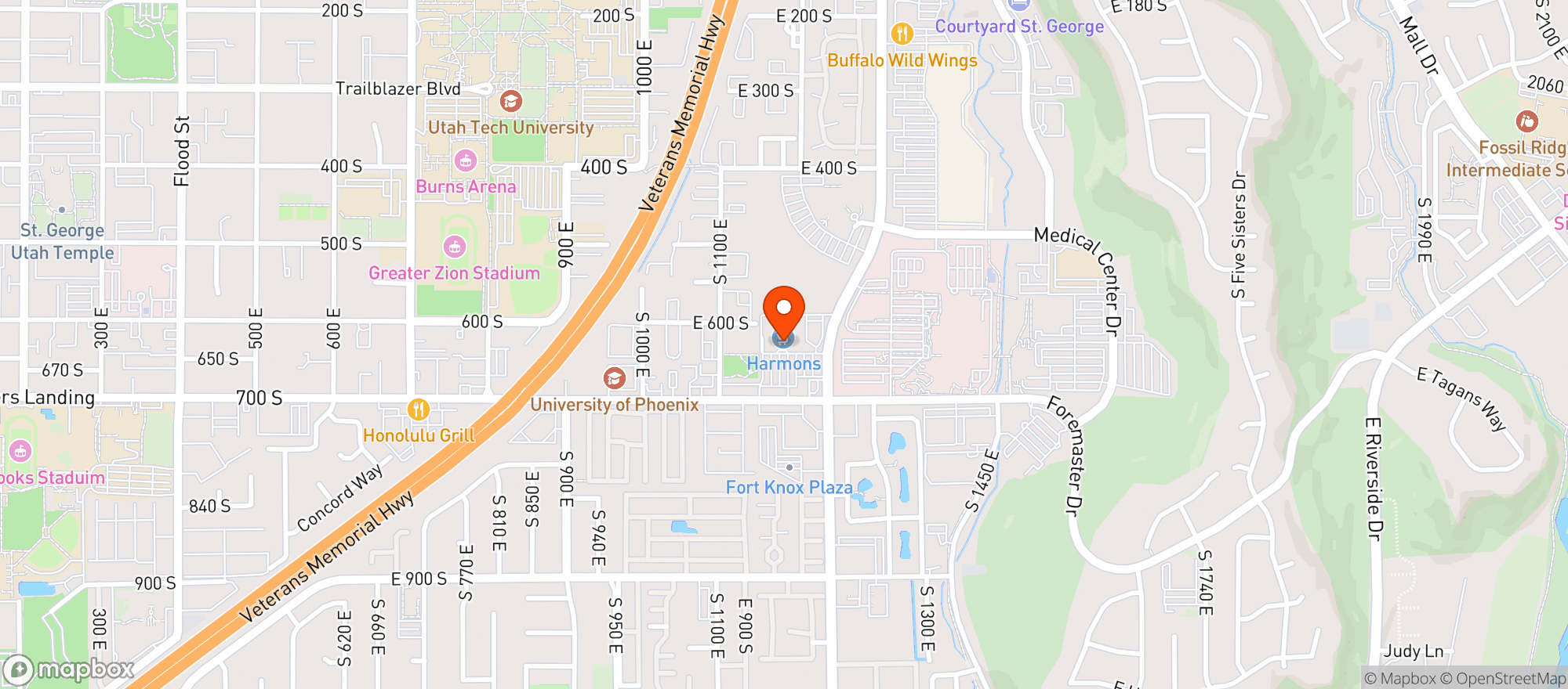 Map showing HARMONS GROCERY - ST. GEORGE