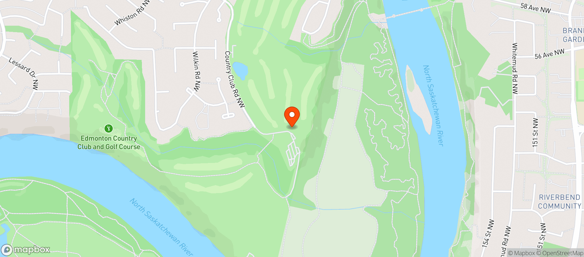 Map showing Edmonton Country Club