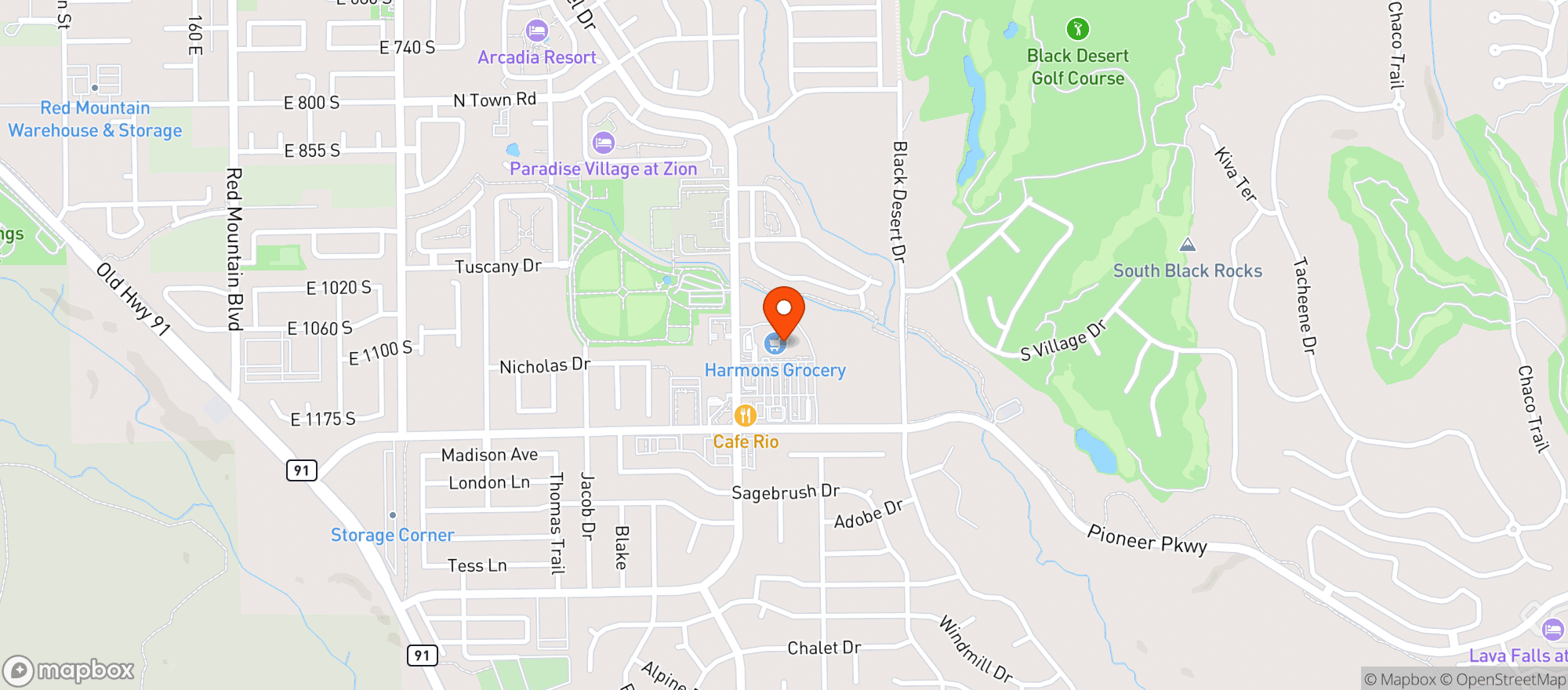 Map showing Harmons Grocery - Santa Clara