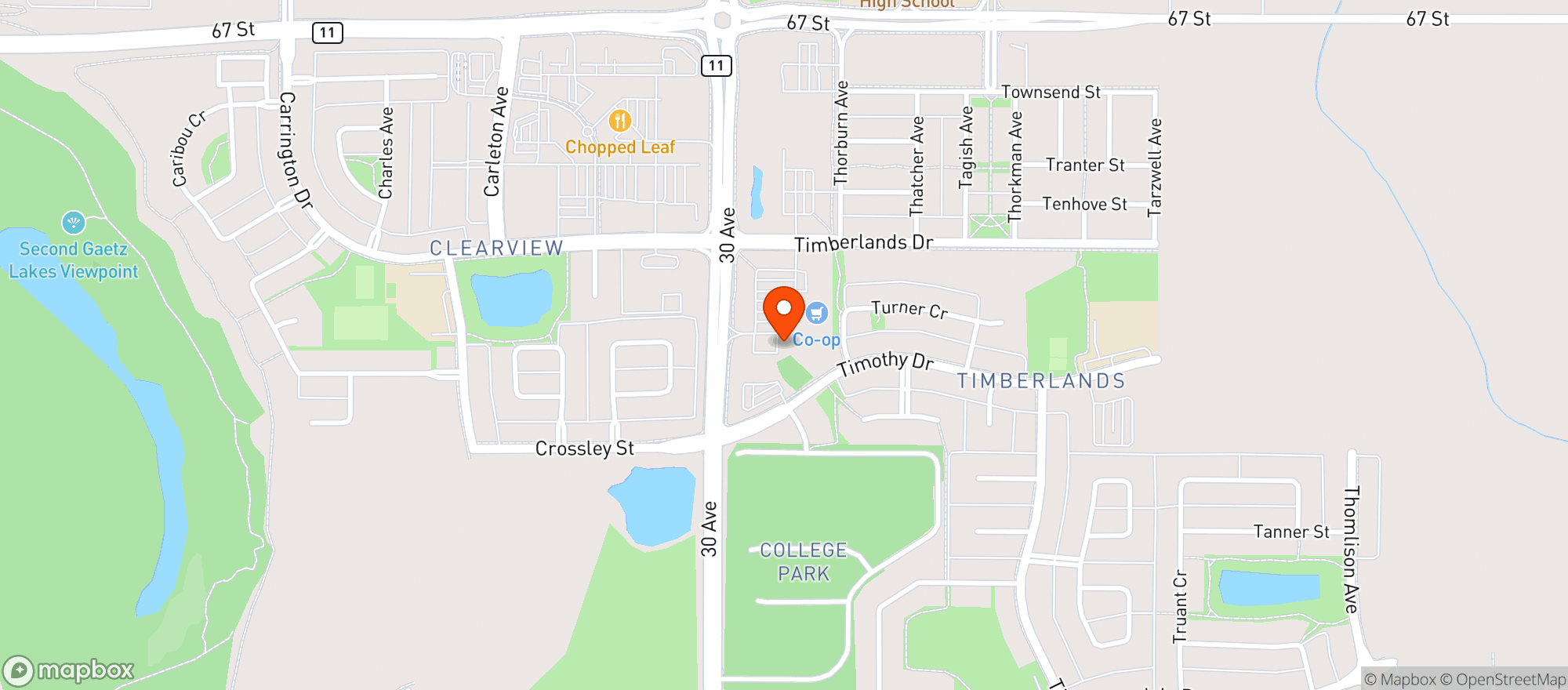 Map showing Co-op Liquor Store