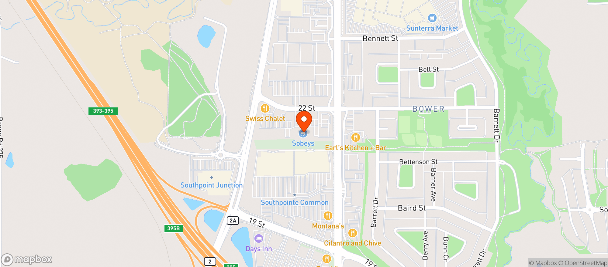 Map showing Sobeys Liquor Gaetz
