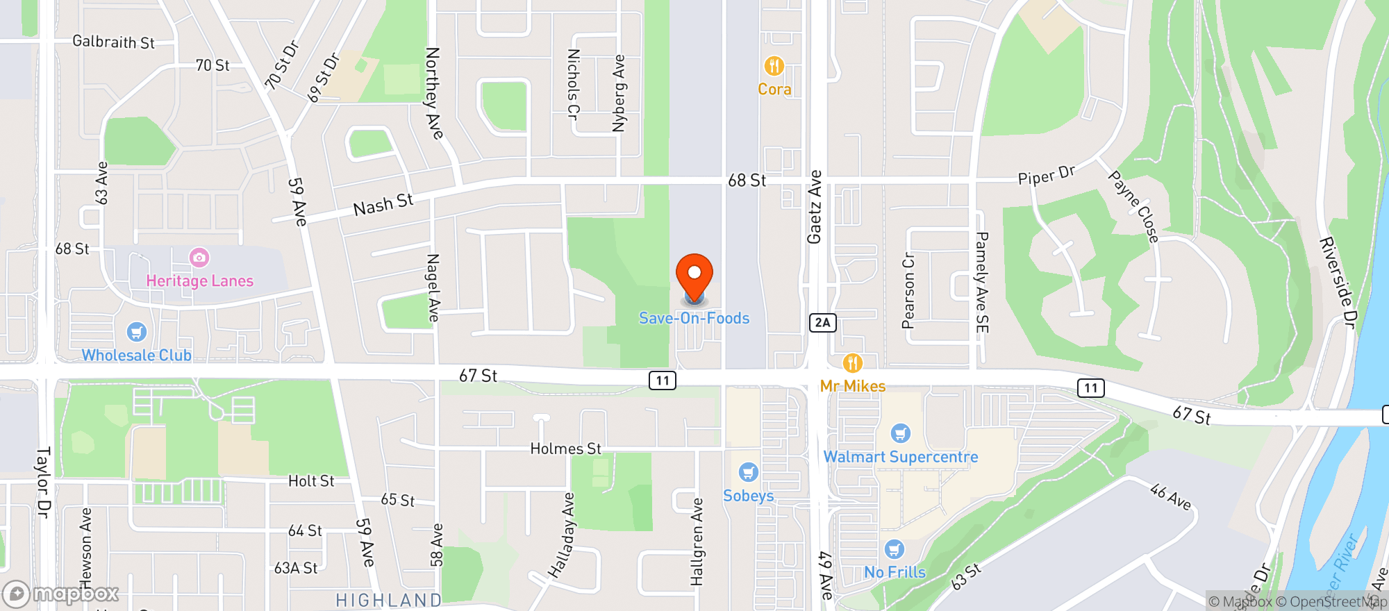 Map showing Save-On-Foods