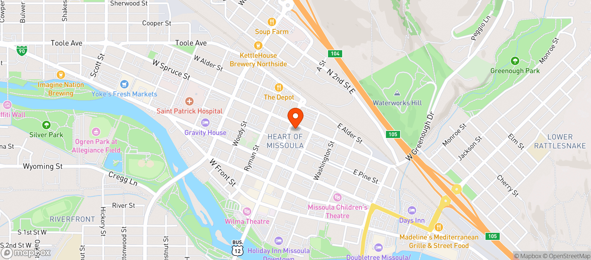 Map showing Charlies