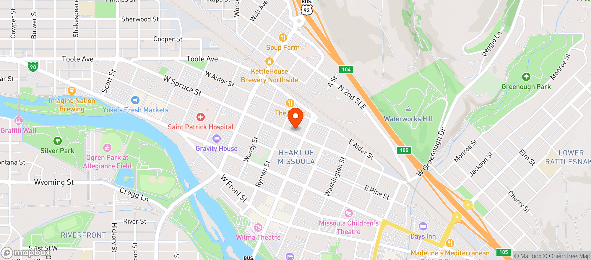 Map showing Grizzly Liquor - Mt (missoula)