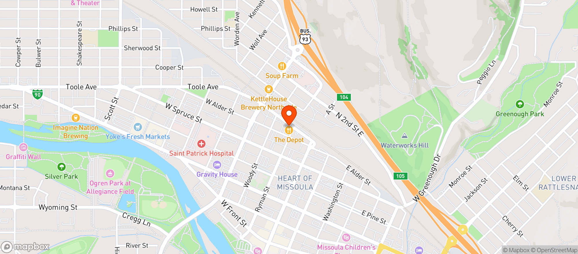 Map showing The Depot