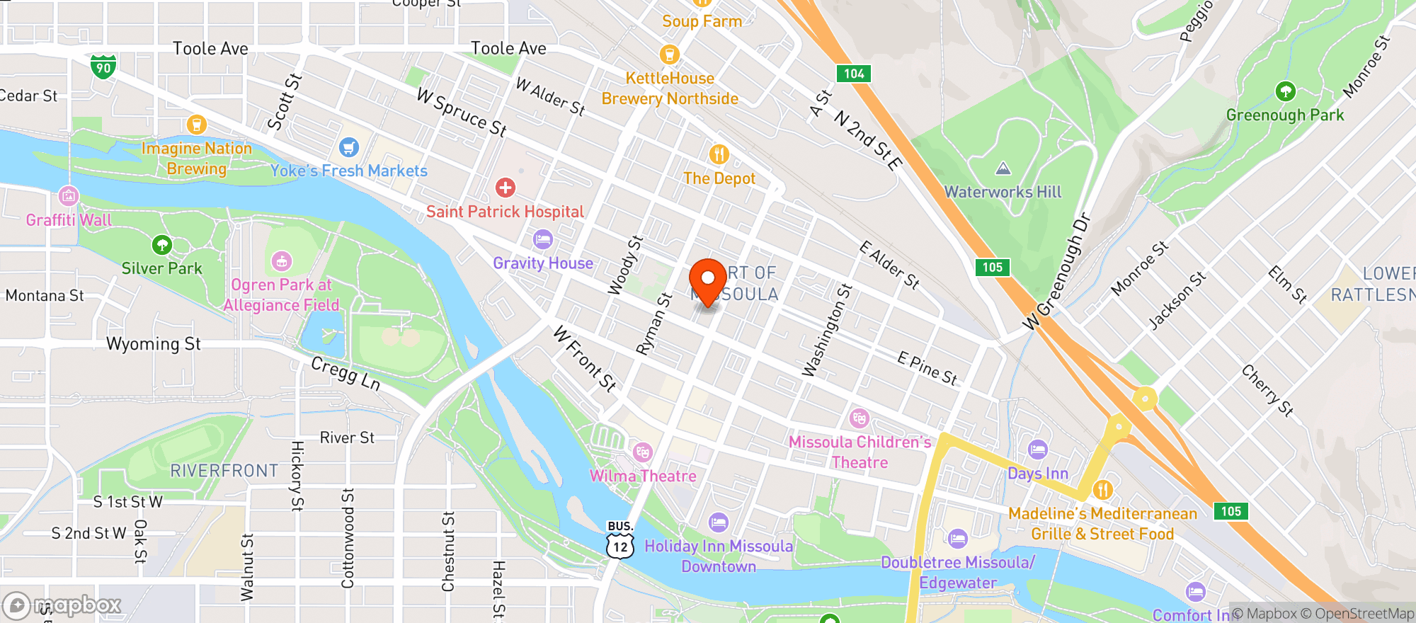 Map showing Missoula Wine Merchants