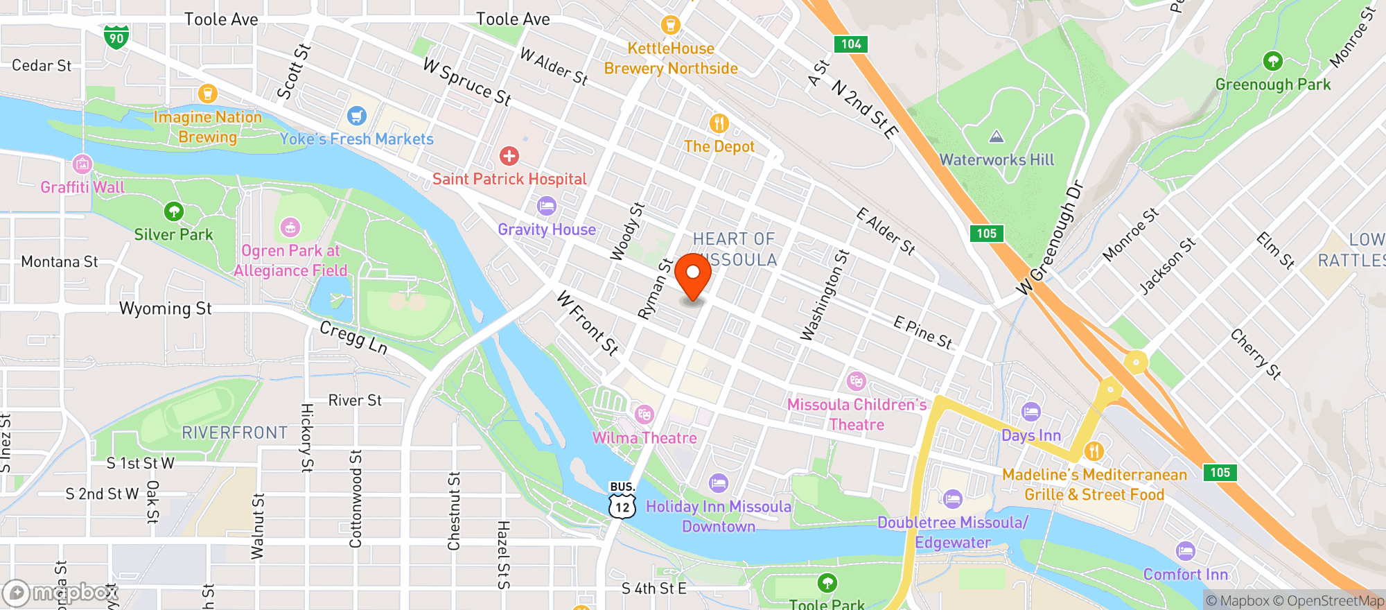 Map showing Pangea Bar & Restaurant