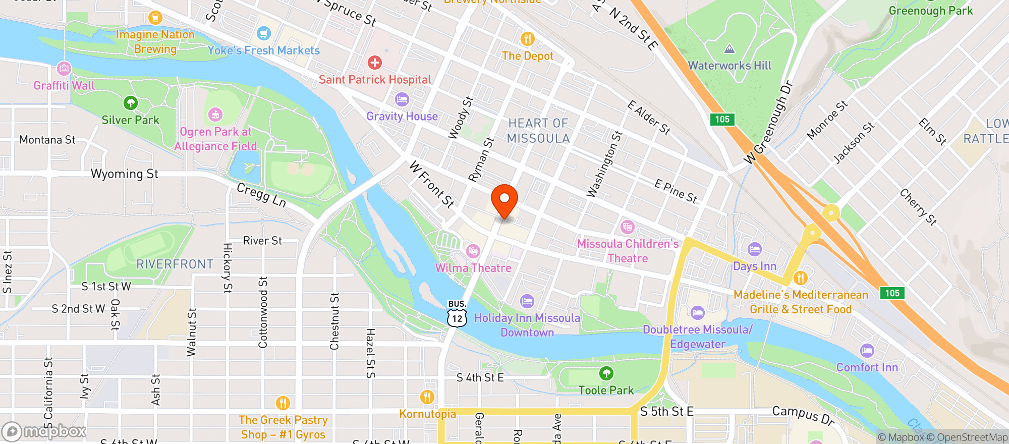 Map showing 1889 Steakhouse