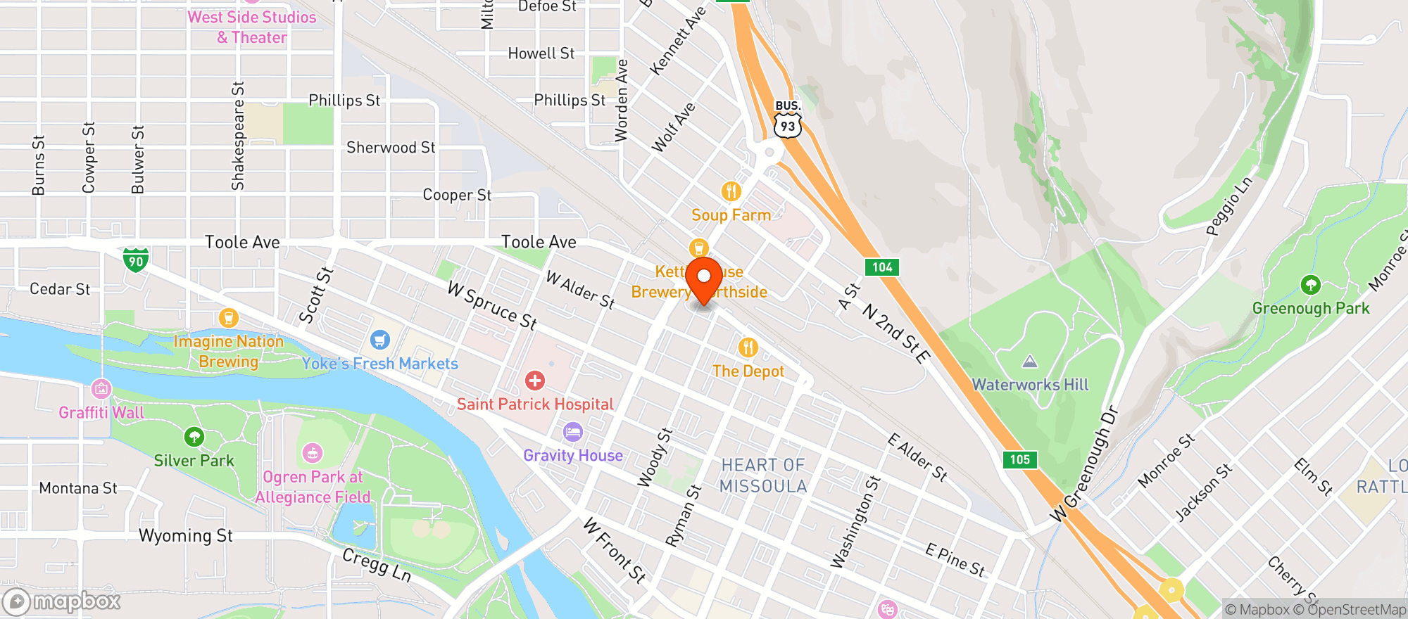 Map showing Silver Dollar Bar