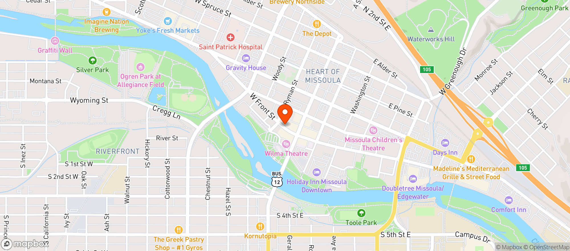 Map showing Top Hat