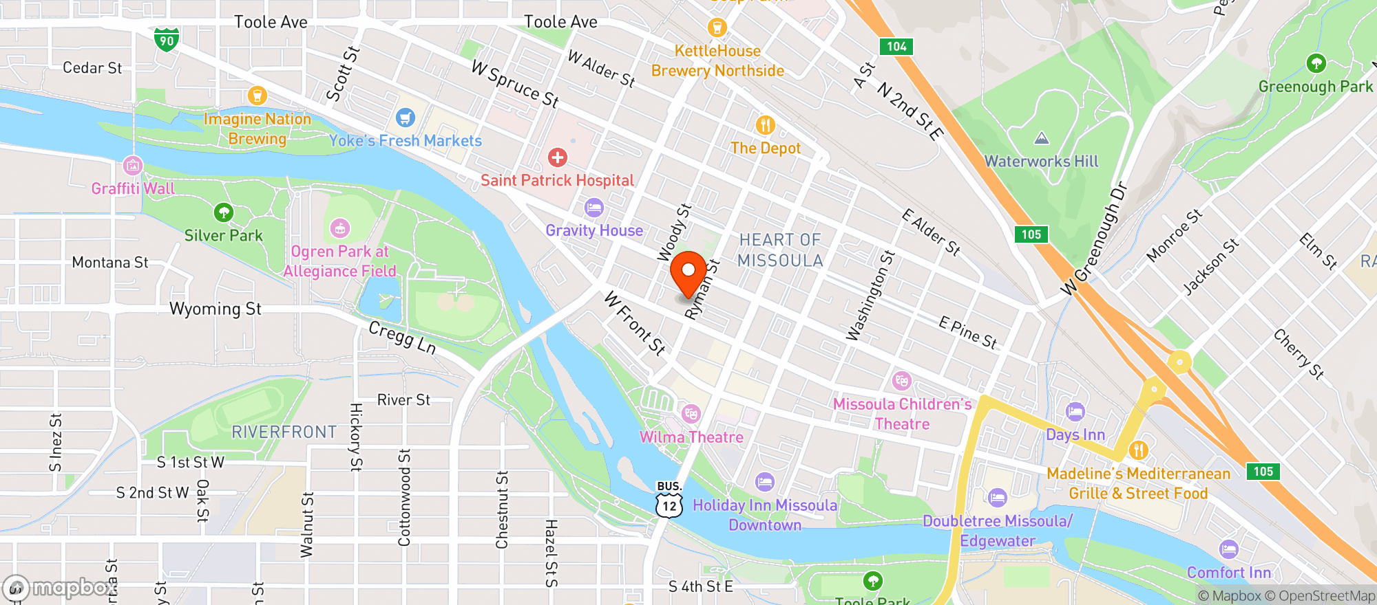 Map showing Reds Bar
