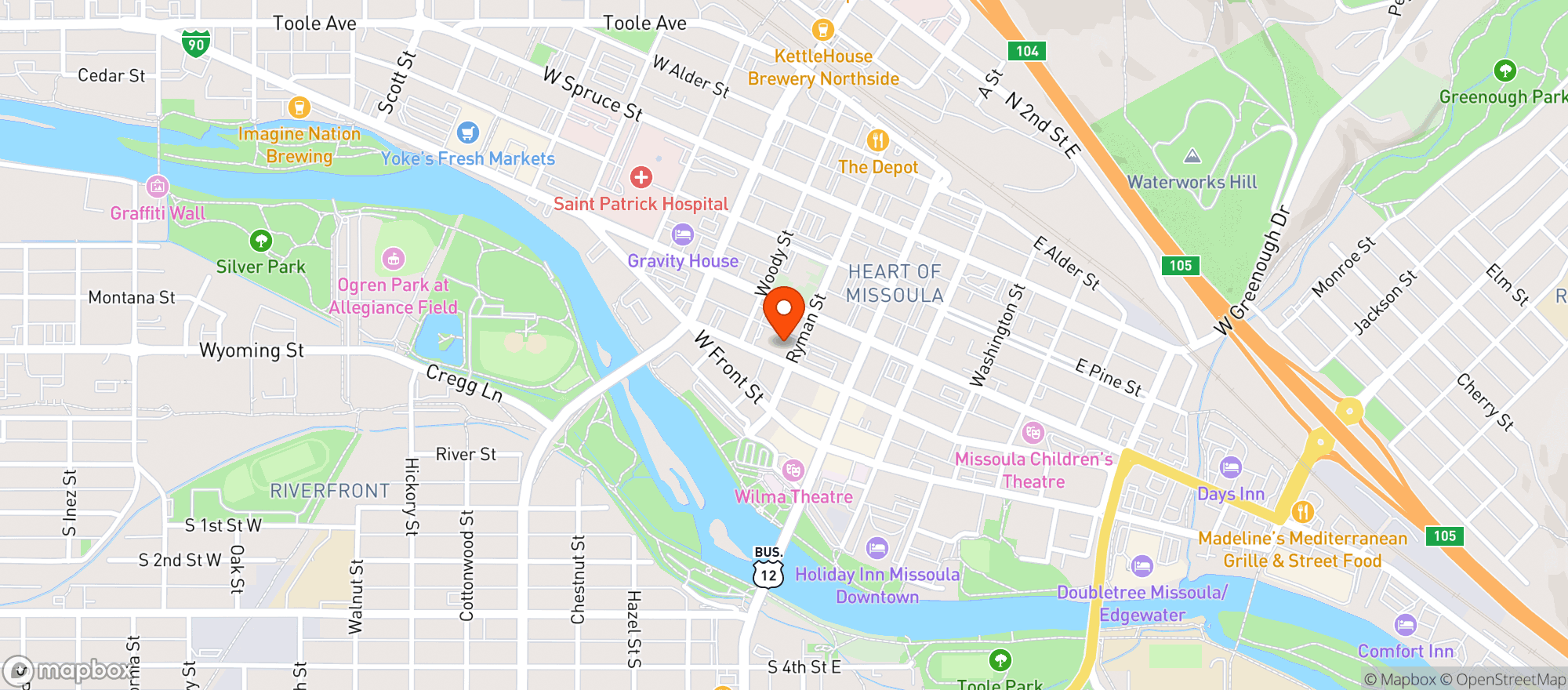 Map showing Zootown Arts Community Center