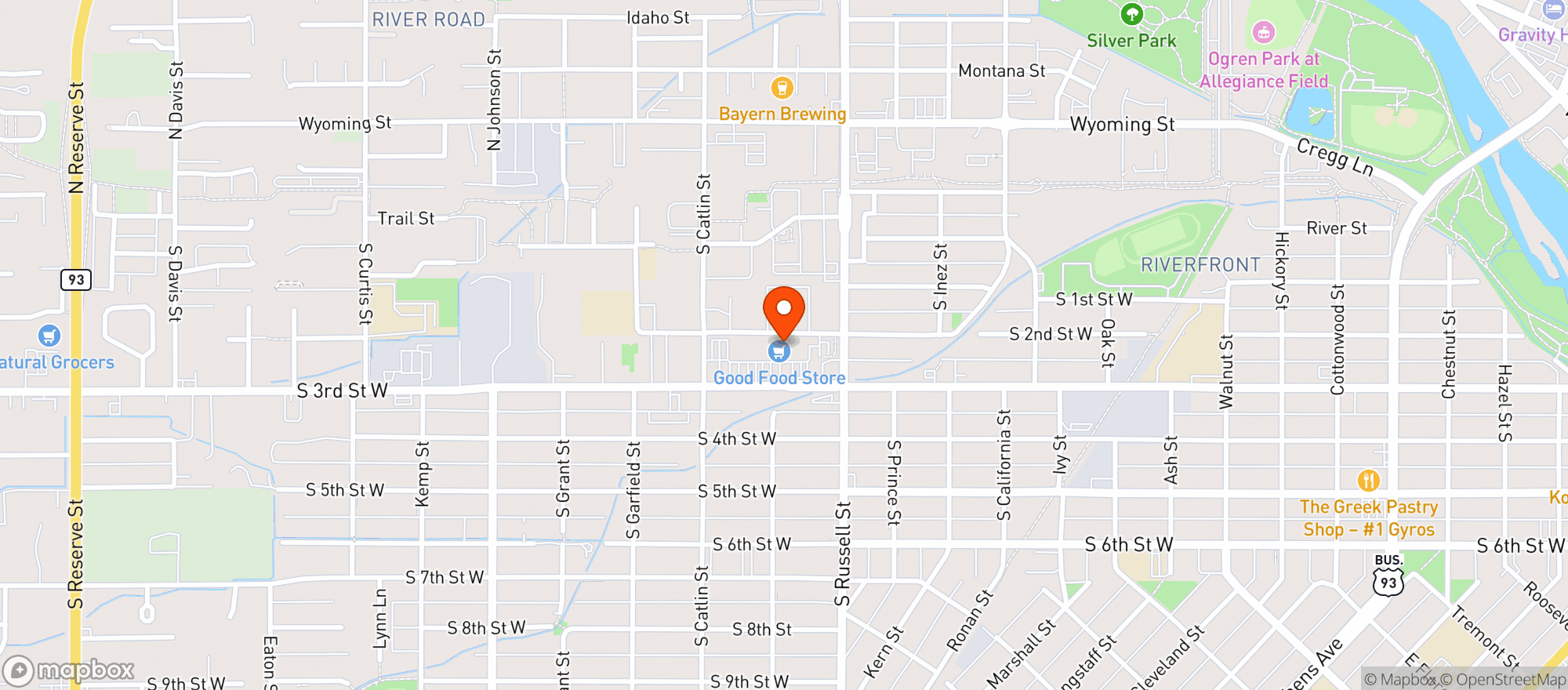 Map showing Good Food Store
