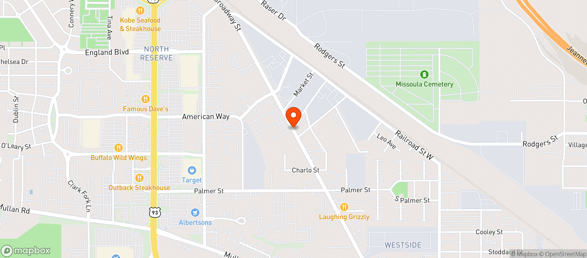 Map showing Jays Food Store