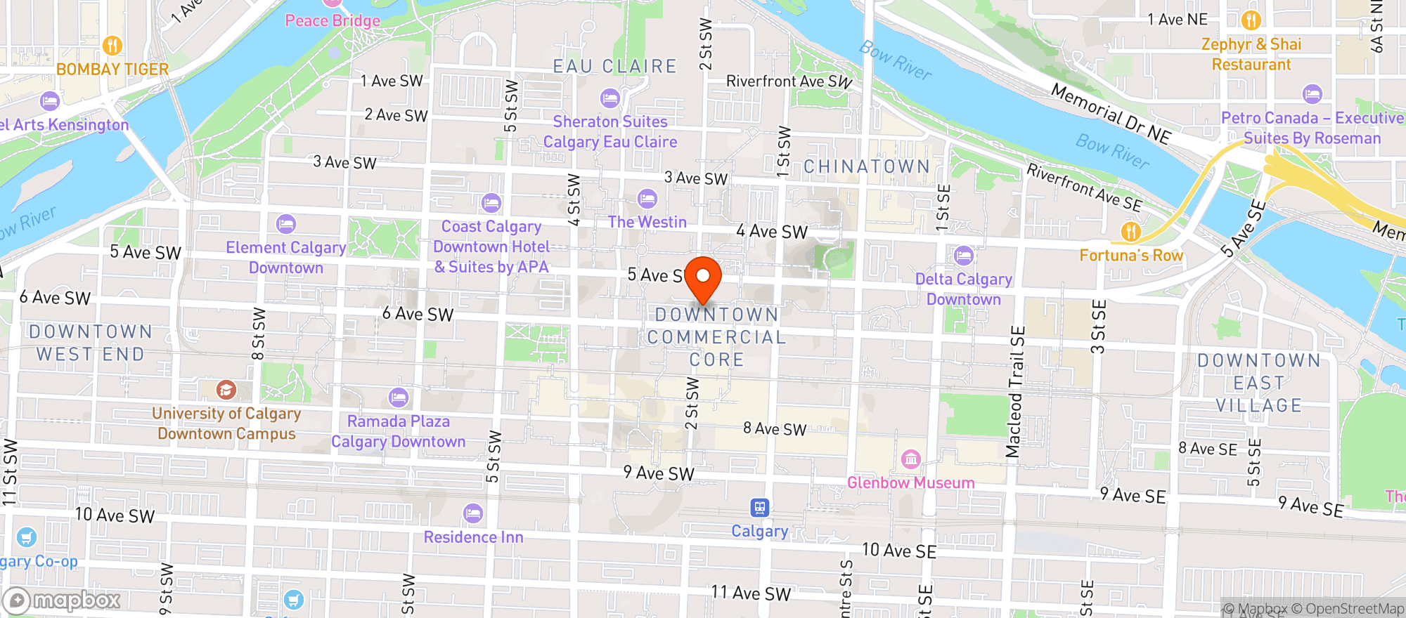Map showing Bow Valley Athletic Club