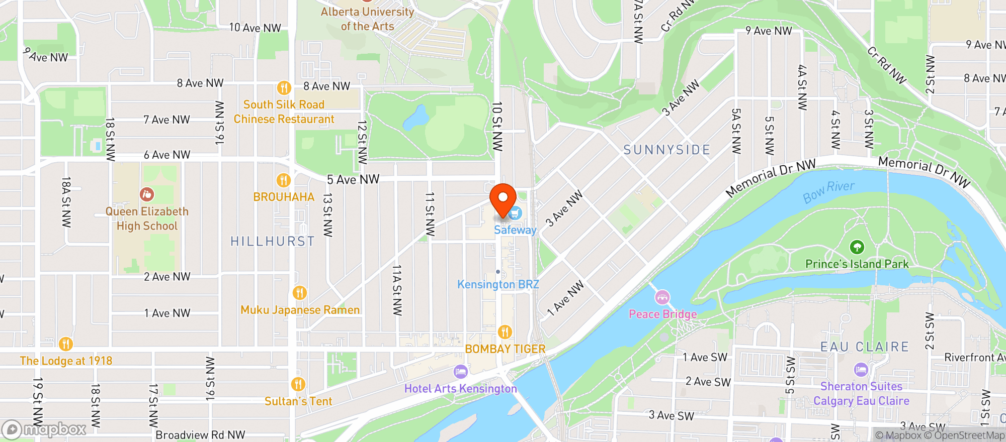 Map showing Safeway 8824 Kensington