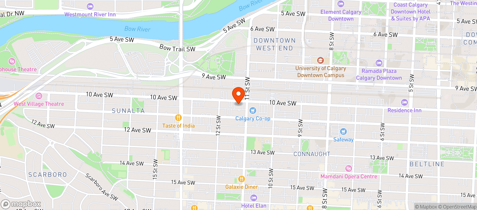 Map showing Calgary Co-op Wines & Spirits - Midtown