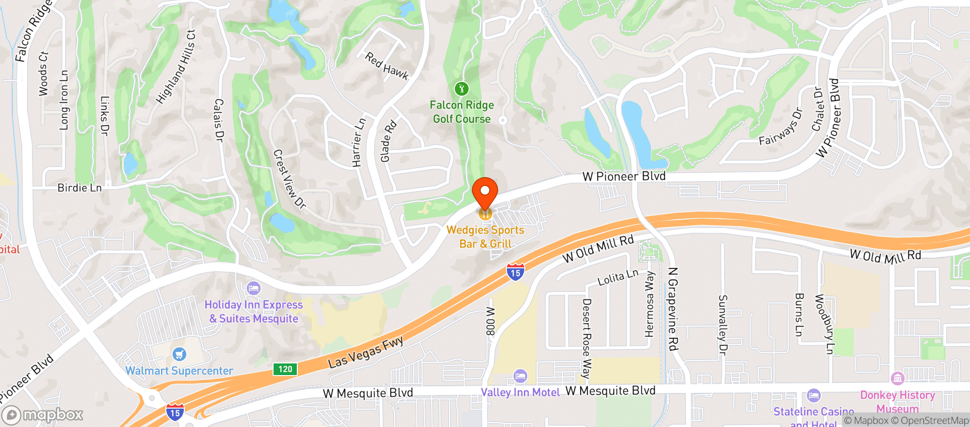 Map showing Wedgies Sports Bar