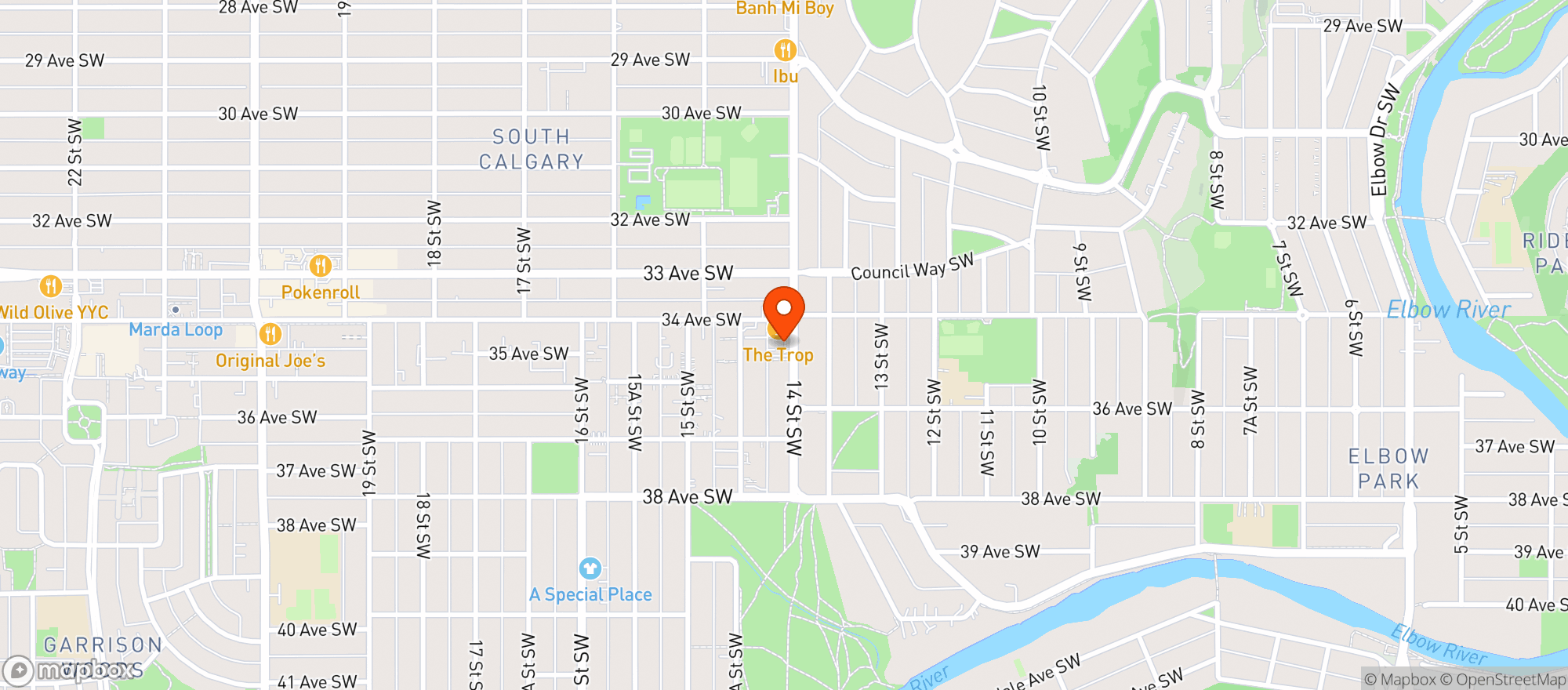 Map showing Crowfoot Wine & Spirits