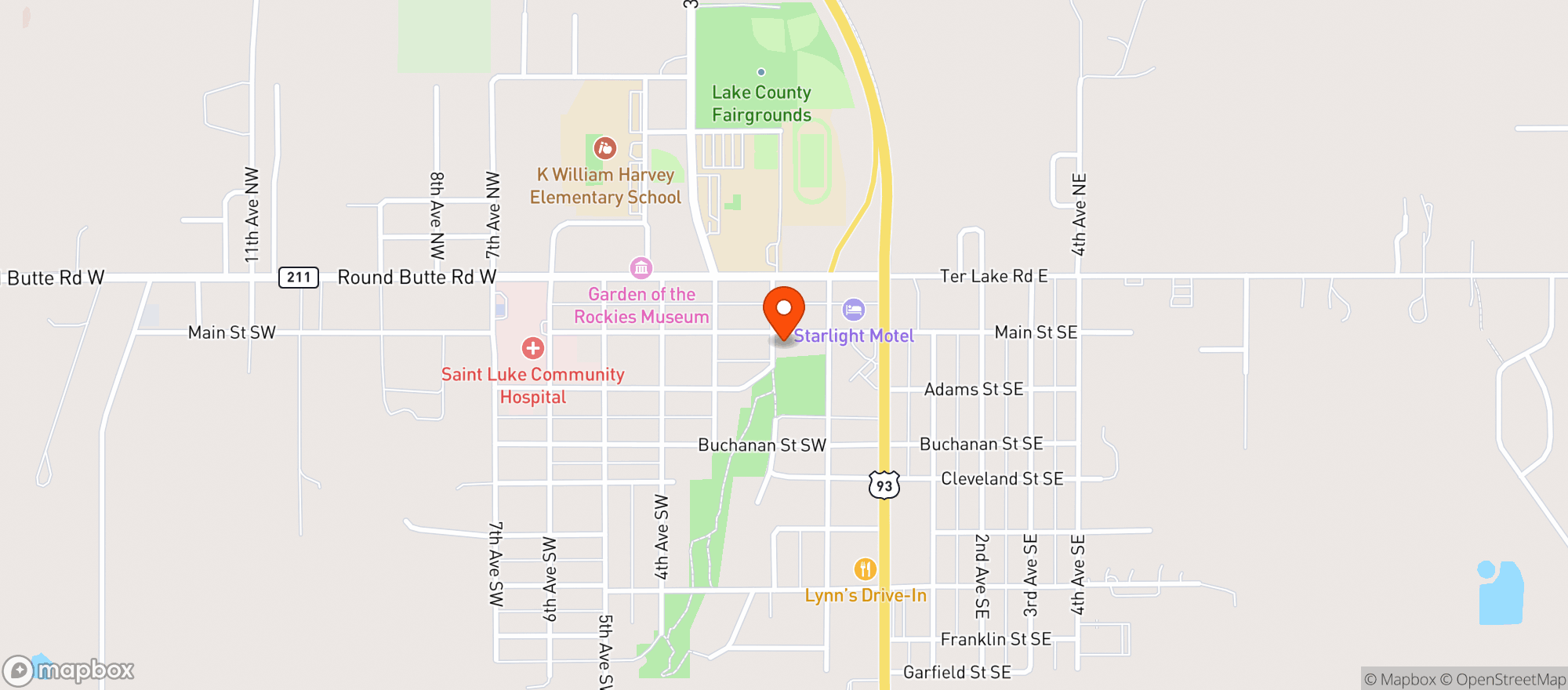 Map showing Ronan Liquor Store